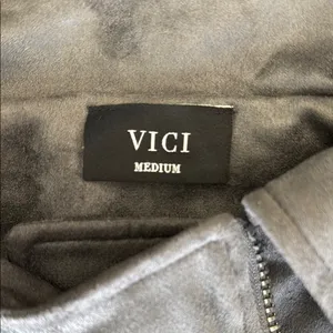 Vici Gray Suede Leather Jacket Zip-Up Style thumbnail 2