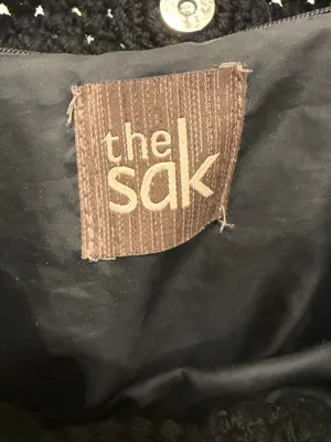 The Sak Black Crochet Drawstring Bucket Hobo Bag thumbnail 4
