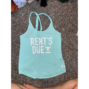 Under Armour Project Rock "Rent's Due" tank top light blue aqua XS women’s nwot thumbnail 2