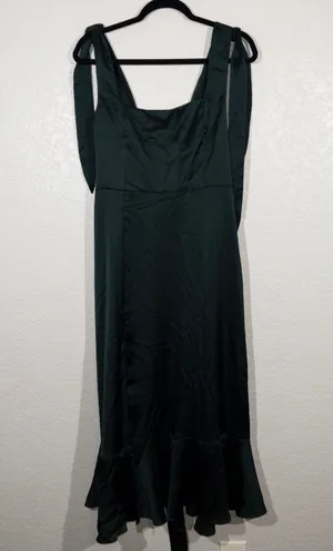 Show Me Your Mumu New Deep Emerald Luxe Satin Claire Midi Dress Large thumbnail 8