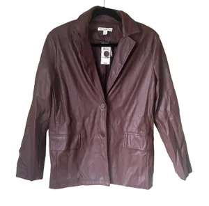 AND NOW THIS Faux Leather Oversized Blazer NWT‎ Sz Small thumbnail 1