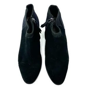 Toms Size 6.5 Boots Black 2"‎ Heel Side Zip Pointed Toe Leather Suede Workwear thumbnail 2