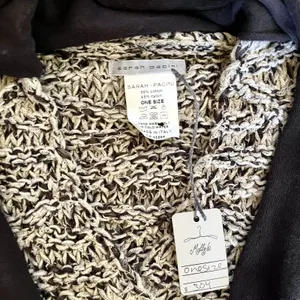 NWT Sarah Pacini Marled Avant Garde Open Knit Cropped Cardigan w/ Attached Scarf thumbnail 5