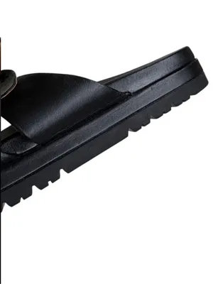 EUC Jack Rogers Leather Monica Double Knot Slide Sandals Black Size 9 thumbnail 4