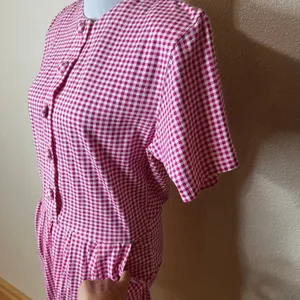 FADS VINTAGE pink white gingham button-front romper playsuit 80s 90s thumbnail 4