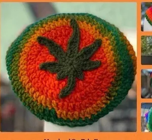 Hemp Leaf Mary‎ Jane Slouchy Hat Fleece Lined thumbnail 1