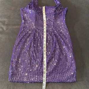 Women’s Purple Fully Sequined Short Prom Party Dress Halter Neck Size 8 NEW thumbnail 8