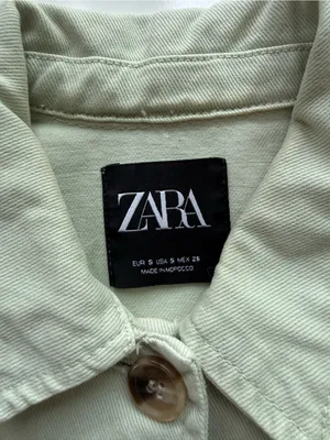 Zara Oversized Cropped Jean Jacket Pistachio Green Size Small thumbnail 4