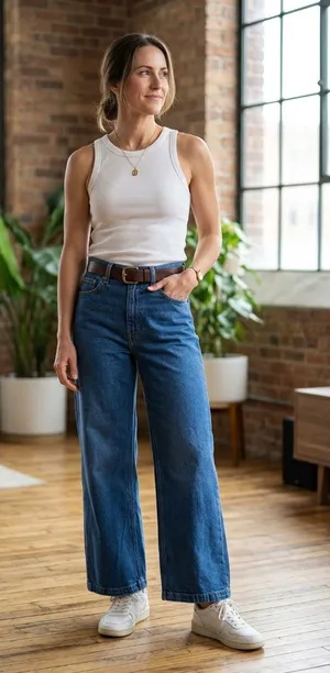 Gap Stride High Rise Wide-Leg Boho Medium Wash Jeans Size 28/6R. thumbnail 1