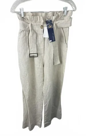 NWTs RESET Women's Linen Wide Leg Belted Pants Size S New With Tags thumbnail 1