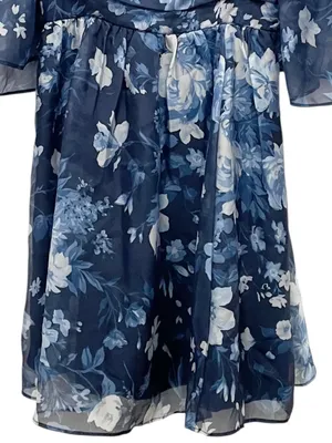Abercrombie & Fitch Emerson Mini Dress Medium Blue Floral Organza Angel Sleeve thumbnail 6