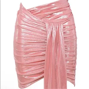 House of CB Shahja pink metallic ruched‎ mini skirt Size Medium thumbnail 4
