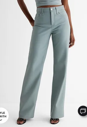 Express Blue Faux Leather Pants thumbnail 3