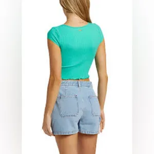 Billabong Aqua Ribbed Crop Top Size XS‎ NWT thumbnail 3
