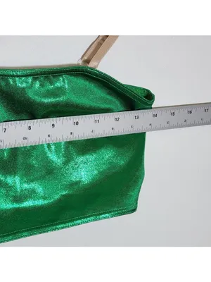 Designs for Dance Green Costume Set Cropped Tank Sequin Arm Covers Size Medium thumbnail 8