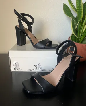 a new day Black Ankle-Strap Block Heel Sandals thumbnail 1