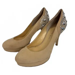 Gianni Bini Tan Suede Embellished High Heel Pumps Size 7.5M thumbnail 1