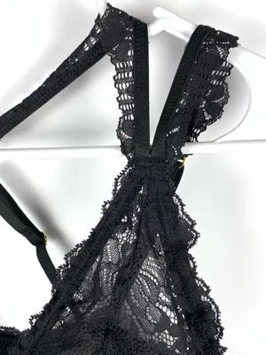 Aerie Bralette XL Black Lace Strappy Racerback Wireless Pullover Bra thumbnail 4