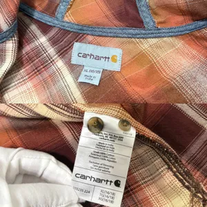 Carhartt Women's Hooded Flannel Shirt Brown Multi Plaid size XL (16/18) thumbnail 3