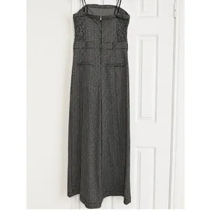 Maeve Anthropologie Houndstooth Strapless Wide Leg Jumpsuit Black White Size 8 thumbnail 3