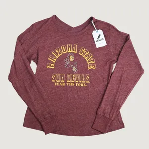 League 91 Arizona State Sun Devils Women S Heather Maroon Long Sleeve Tee NWT thumbnail 1