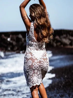 Openwork Frontera Dress – White Size M thumbnail 4