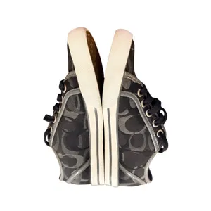 Coach Signature C Monogram Low Top Sneakers Black Grey Canvas Women Size 5‎ logo thumbnail 4