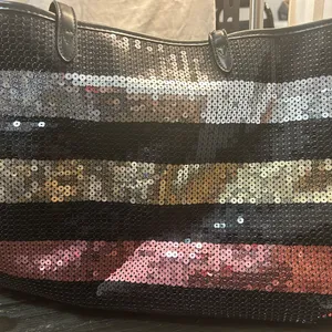 Victoria's Secret Sequin Striped Tote Bag - Black, Gold, Silver, Brown, Pink thumbnail 5