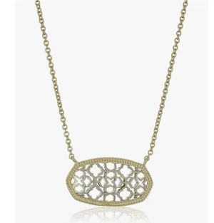 NWT! Kendra Scott Dollie Gold and Silver Filigree Pendant Necklace thumbnail 3