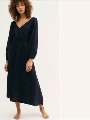 Free People Later Days Hi-Low Midi Dress Black thumbnail 3