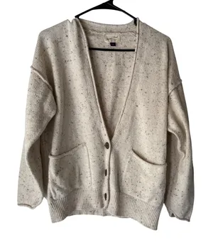 Universal Thread‎ Speckled Knit Cardigan Cream Long Sleeve Button Pockets S thumbnail 1