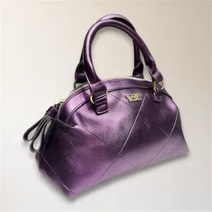 Victoria's Secret Y2K Metallic Purple Quilted Satchel Handbag‎ McBling Retro Bag thumbnail 2