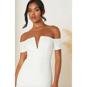 NEW Lulus Loveliest Aura White Off-the-Shoulder Mermaid Maxi Dress Wedding XS thumbnail 4