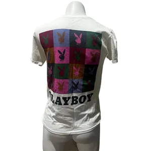 Playboy Women's White T-Shirt XS Multi-Color Bunny Print Logo thumbnail 5