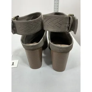 Womans Excellent American Eagle Slip On Sling Back Booties 11 Taupe Block Heel thumbnail 5