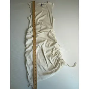 H&M Divided Sleeveless Ribbed Dress‎ Bodycon Ruched Drawstring Beige Small thumbnail 2
