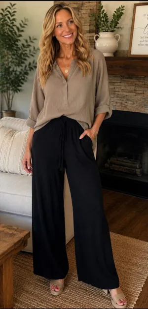 Women's Lulus Wide Leg Pants Black Size XL thumbnail 1