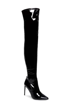 NWT Steve Madden Viktory Patent Over-The-Knee Boots in black. Size 9 thumbnail 5