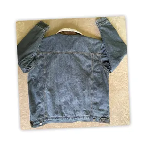 Wrangler Sherpa Lined Denim Trucker Jacket Mens L Blue Cotton - TEAR/READ thumbnail 11