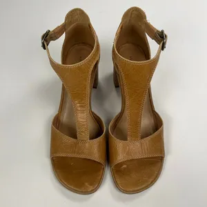Lucky Brand Sabeni T-Strap Block-Heel City Sandals Tan Size 9.5 Runs Large (10) thumbnail 7