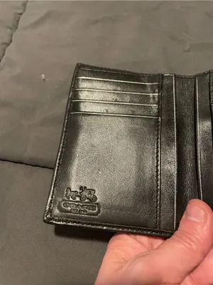 Vintage Coach Black Signature Canvas Trifold Wallet thumbnail 3