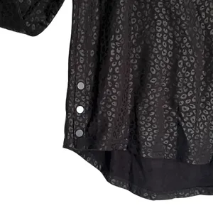 Zuda Sweatshirt Womens Small Black Leopard Print Crewneck Pullover Side Snap thumbnail 6