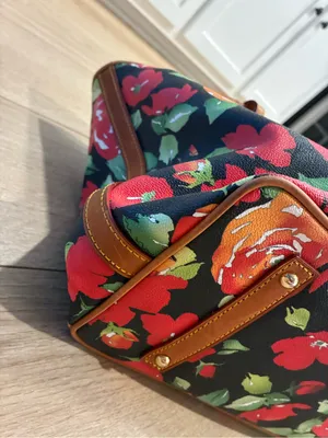 Dooney & Bourke Rose Garden Collection Black Red Leather Tote Bag thumbnail 12