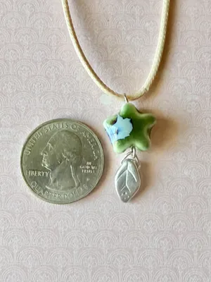 Handmade green ceramic star boho fairy cottage y2k necklace⭐️💚 thumbnail 6