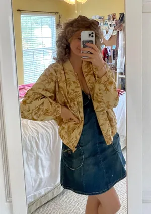 Boutique Vintage Yellow Floral Bomber Jacket thumbnail 3