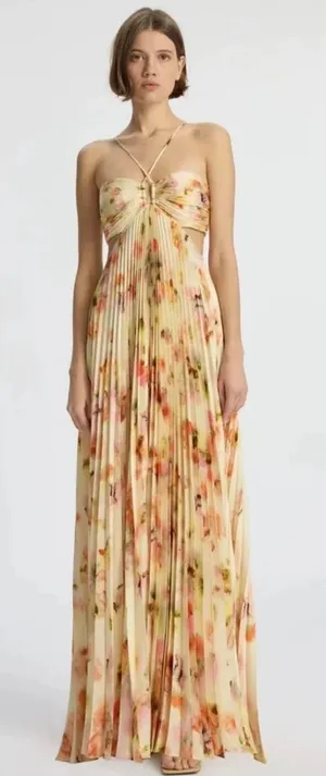 Floral Cutout Maxi Dress Yellow thumbnail 1