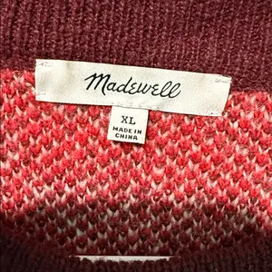 Madewell Red Checked Plaid Fenimore Pullover Sweater, size XL. thumbnail 6