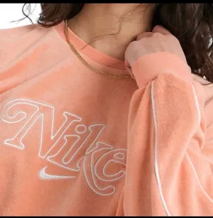 Nike Cropped Sweatshirt Terry Cloth Beach Orange Retro M Relax Fit thumbnail 2