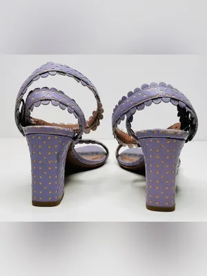 Tabitha Simmons Leticia Lavender Purple Perforated Leather Sandals Heels Shoes thumbnail 5