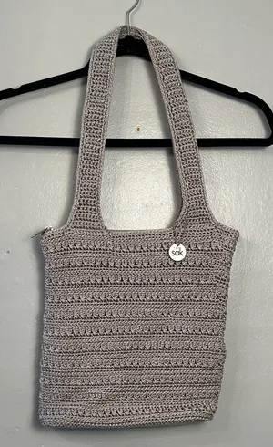 The Sak Woven Top ZIp closure Crotchet Bag cream thumbnail 1
